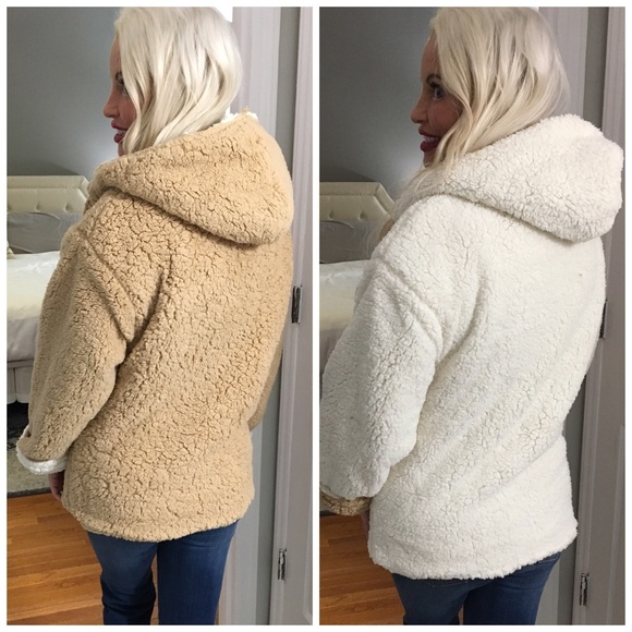 ❤️ SALE 1HR! Soft Reversible Sherpa Jacket Hoodie - Picture 4 of 7